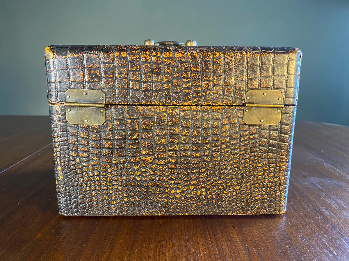 Mid-Century Faux Crocodile Vanity Box