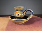 Hand-Painted Ceramic Chamberstick with Floral Decoration