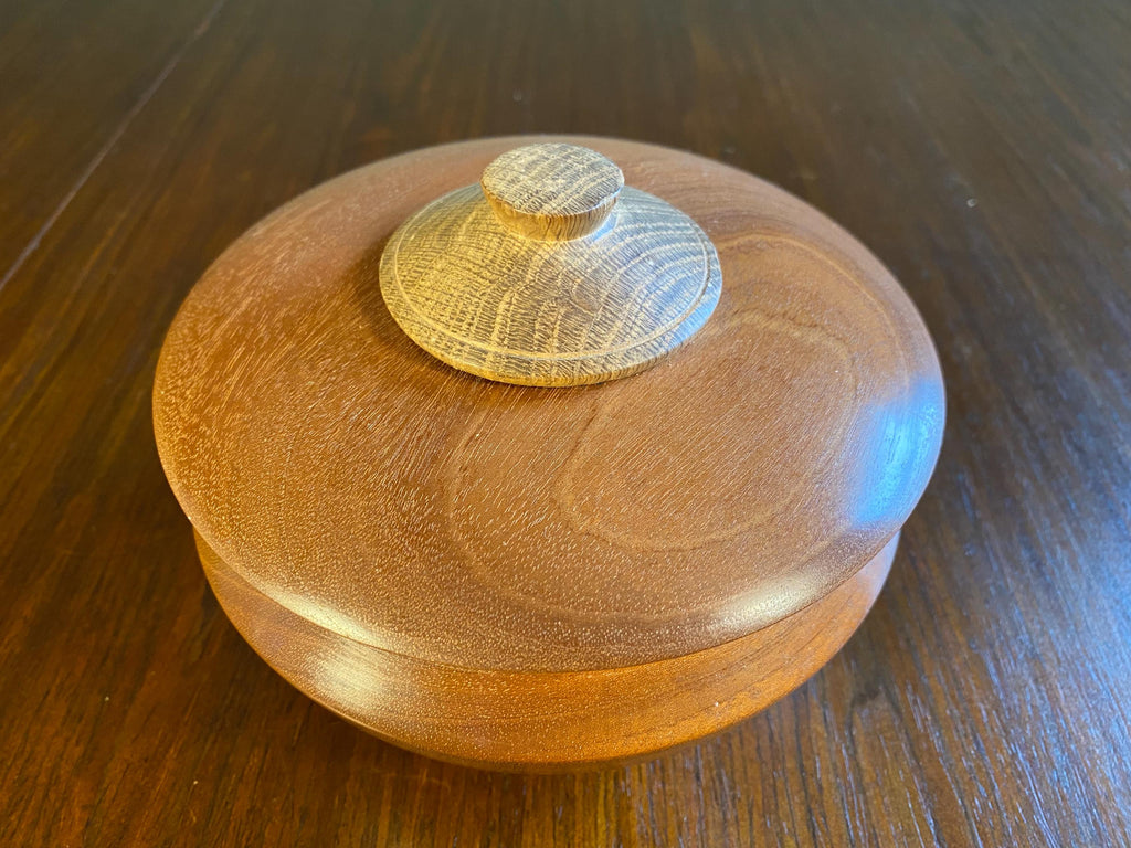 Mid-Century Turned Wood Lidded Dish