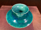 Antique Majolica Vine Leaf Pedestal Dish