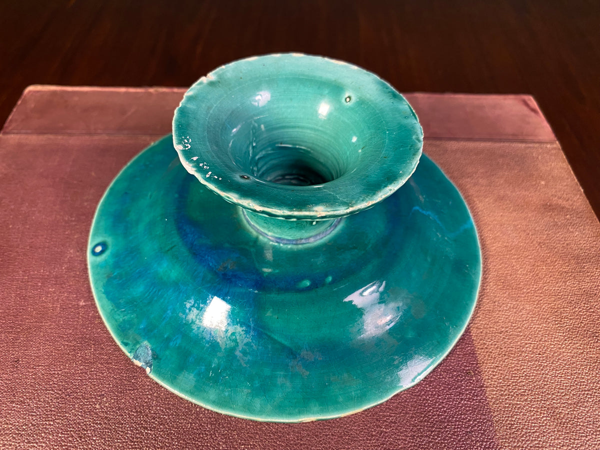 Antique Majolica Vine Leaf Pedestal Dish