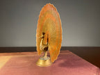 Painted Metal Peacock Figurine with Fanned Tail