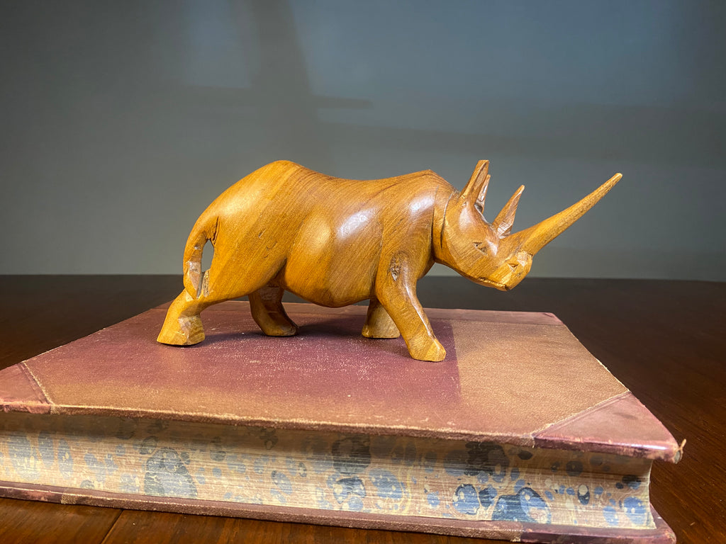 Carved Wooden Rhinoceros Figure — product photograph 1