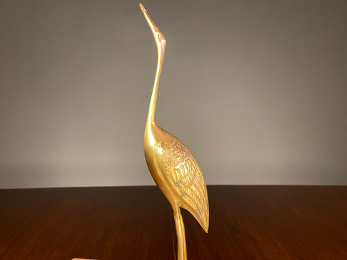 Brass Crane Figurine with Long Legs