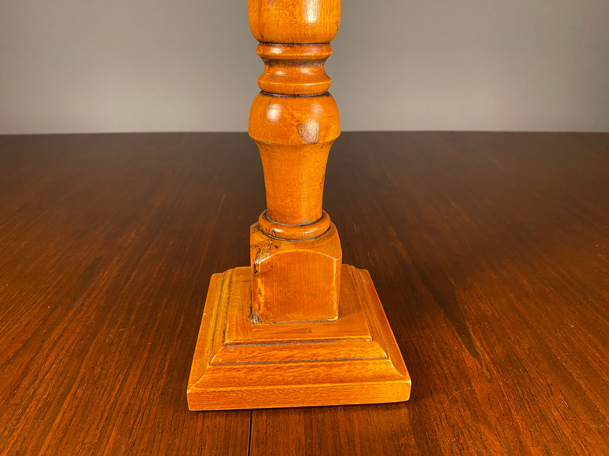 Tall Turned Wooden Candlestick with Square Base