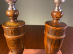 Pair of Mid-Century Wood & Steel Candlesticks