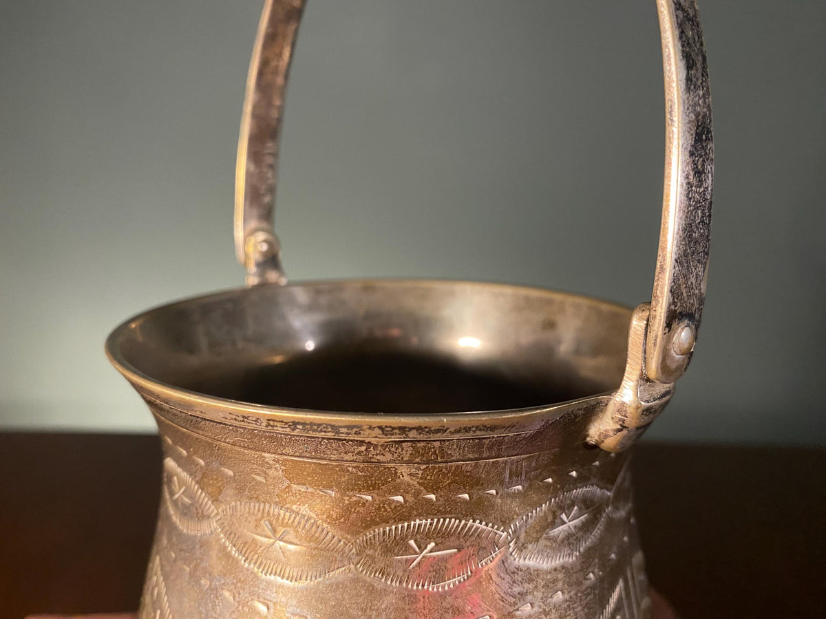 Vintage Indian Silver-Plated Brass Lota