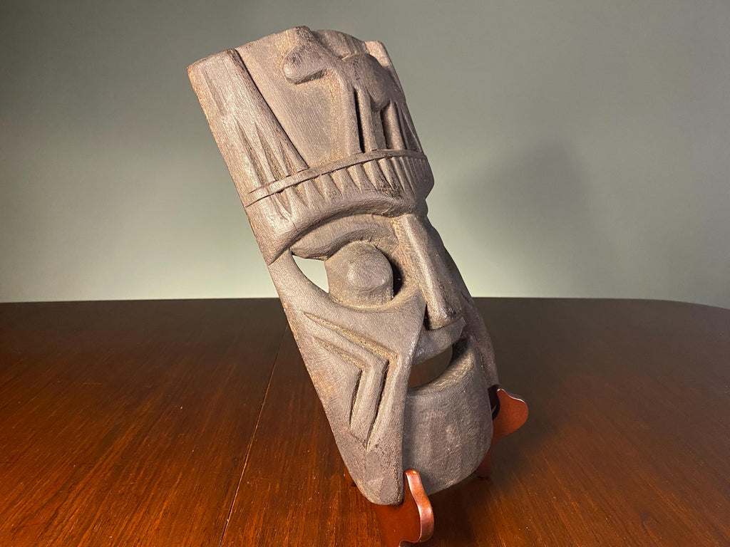 Vintage Peruvian Carved Mask with Animal Totem