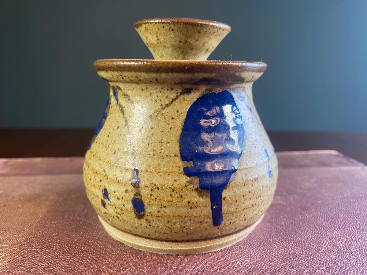Studio Pottery Wax-Resist Lidded Jar