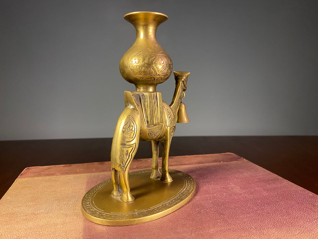Decorative Brass Camel Vase with Hanging Bells