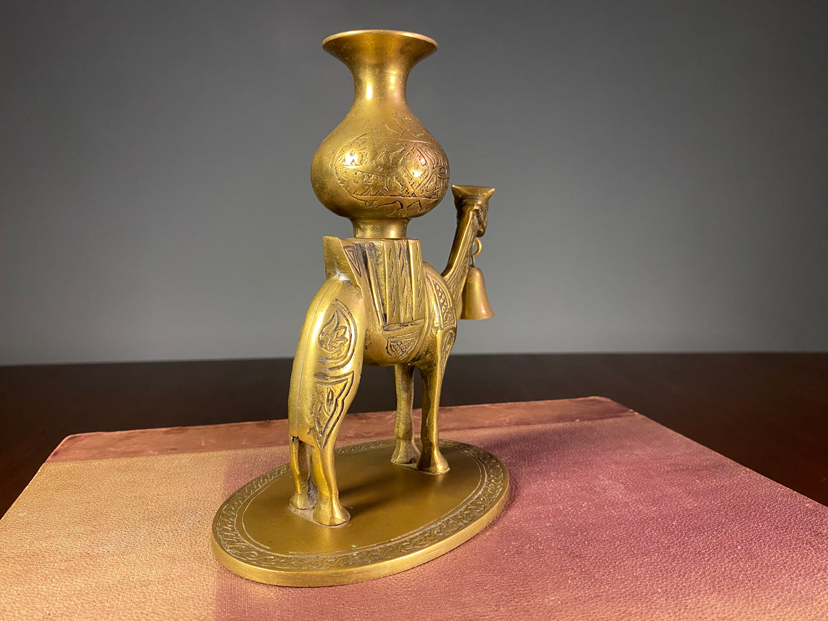 Decorative Brass Camel Vase with Hanging Bells