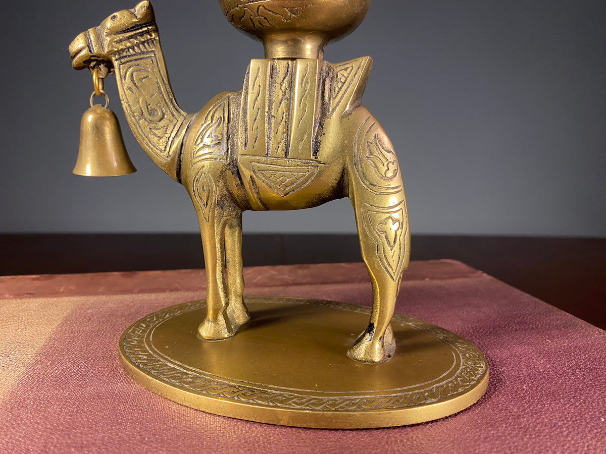 Decorative Brass Camel Vase with Hanging Bells