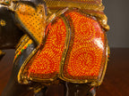 Pair of Painted Wooden Elephants with Decorative Saddles