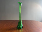 Mid-Century Emerald Green Swung Glass Vase