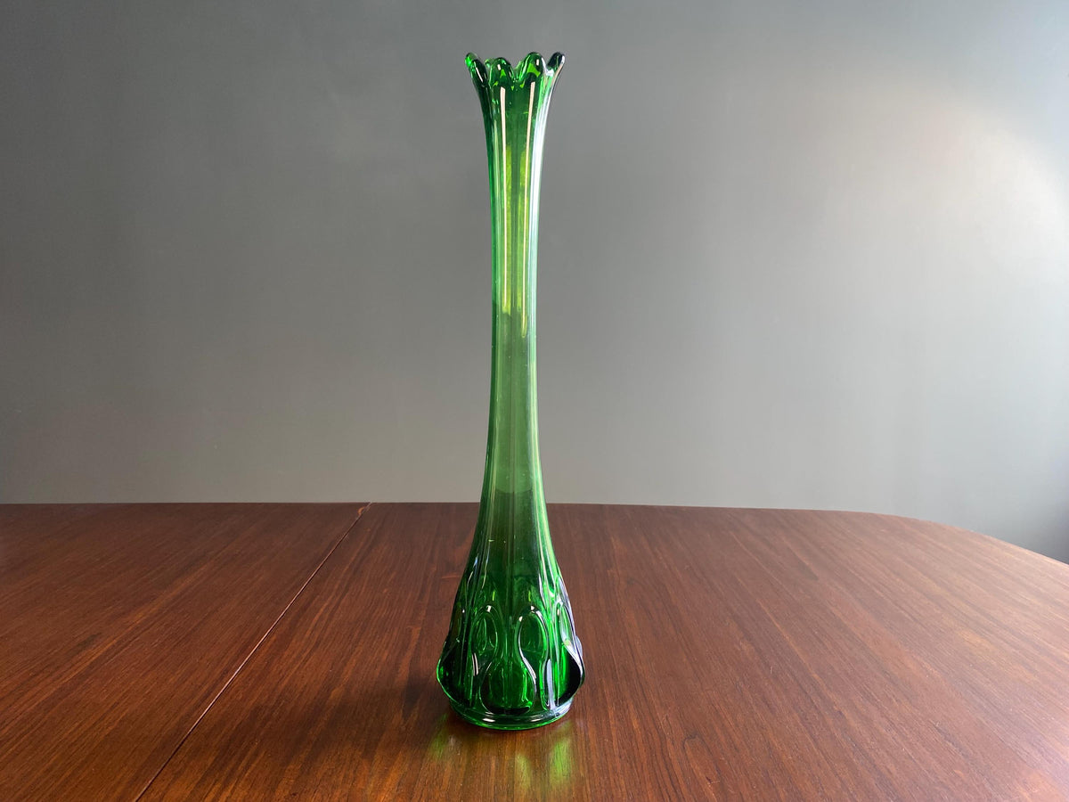 Mid-Century Emerald Green Swung Glass Vase
