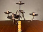 Vintage Cast Iron & Painted Wood Candelabra