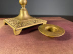 Ornate Brass Candlestick with Square Base