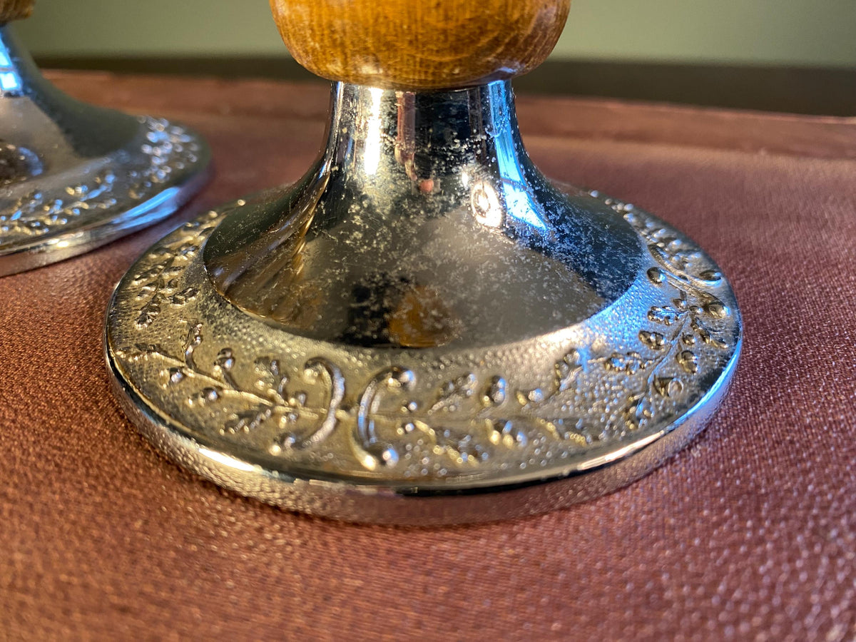 Pair of Mid-Century Bobbin Candlesticks