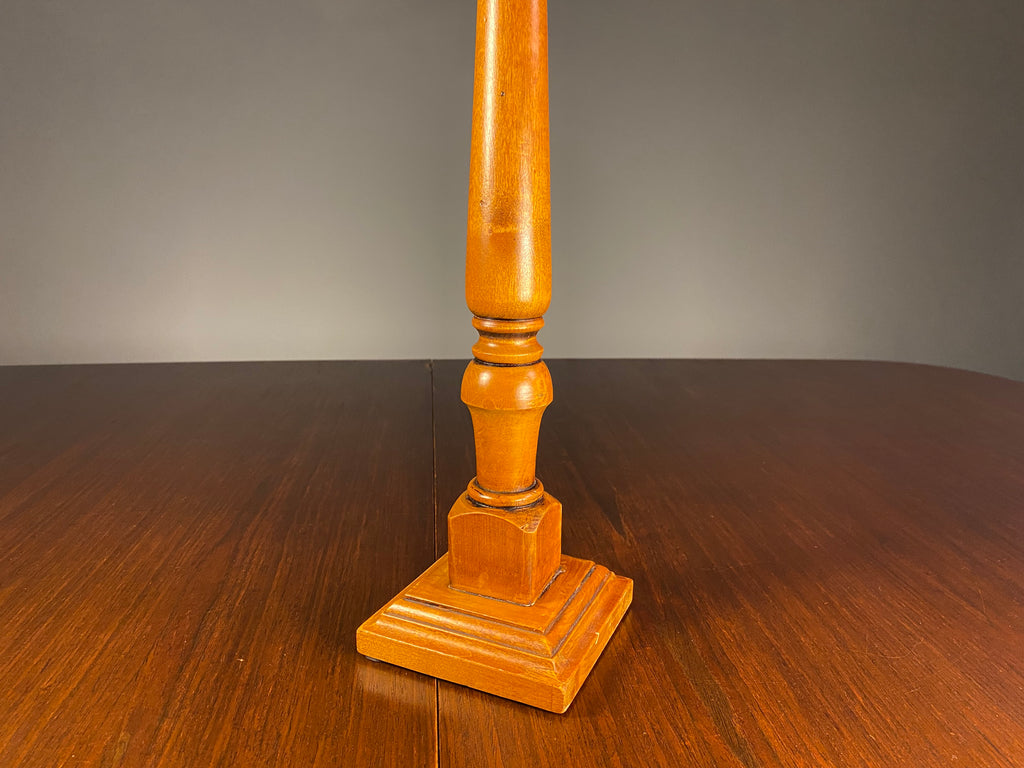 Tall Turned Wooden Candlestick with Square Base