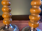 Pair of Mid-Century Bobbin Candlesticks