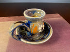 Hand-Painted Ceramic Chamberstick with Floral Decoration