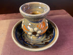Hand-Painted Ceramic Chamberstick with Floral Decoration