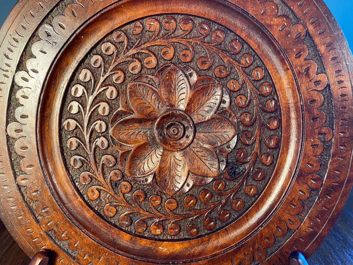 Vintage Carved Hardwood Plate