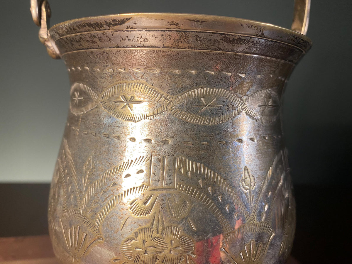 Vintage Indian Silver-Plated Brass Lota