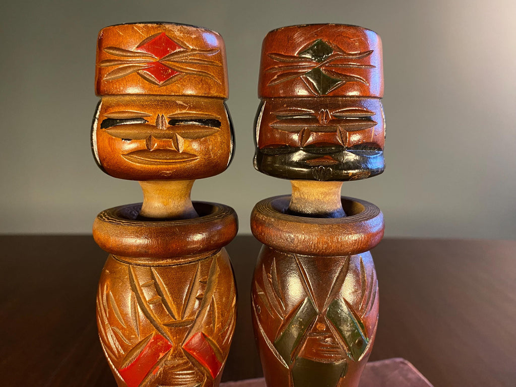 Pair of Vintage Japanese Ainu Nipopo Dolls