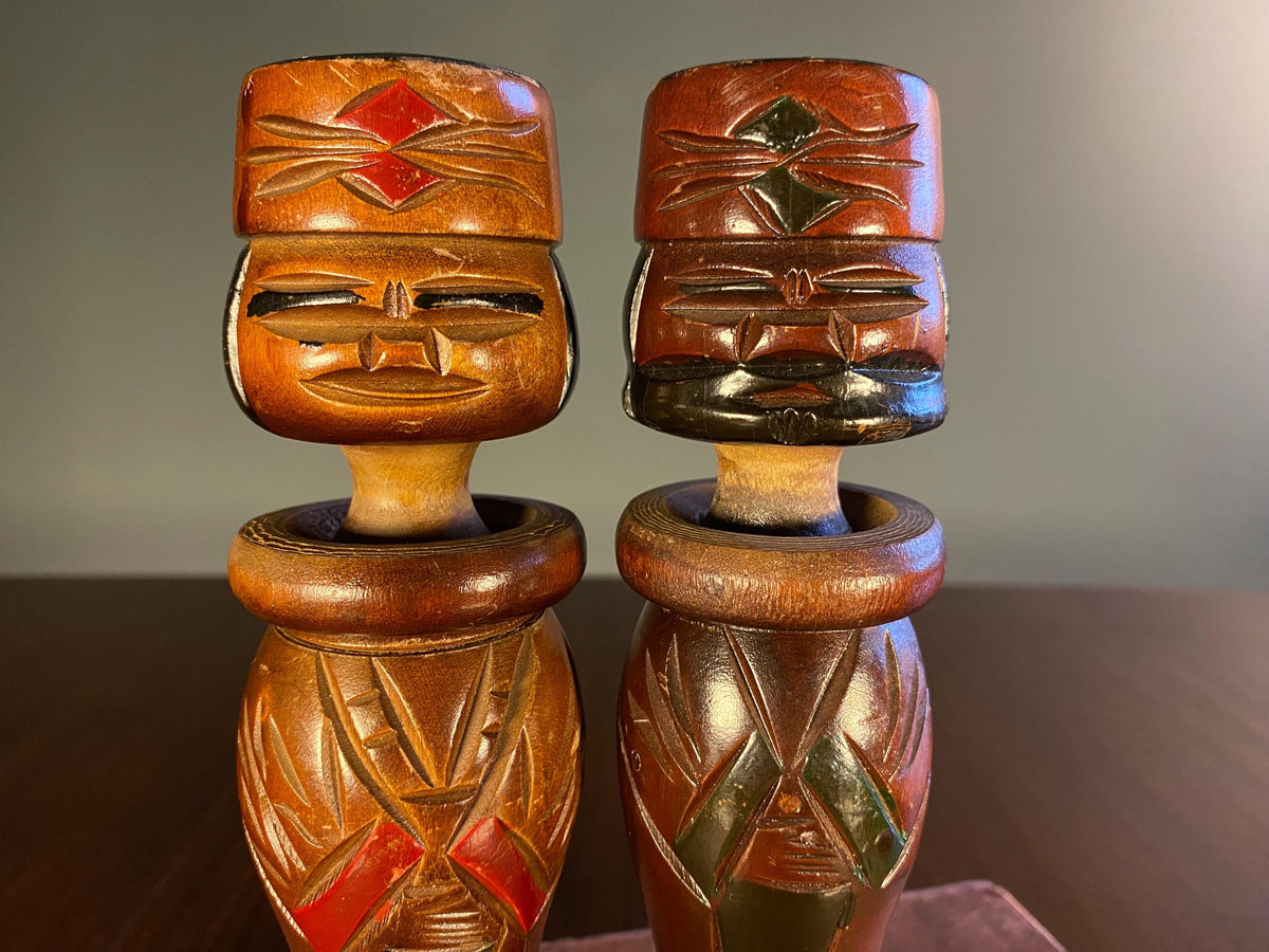 Pair of Vintage Japanese Ainu Nipopo Dolls