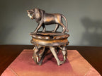 Vintage African Lion & Elephant Carved Tray