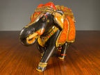 Pair of Painted Wooden Elephants with Decorative Saddles