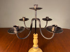 Vintage Cast Iron & Painted Wood Candelabra
