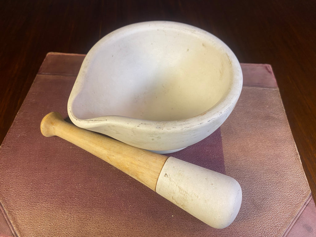 English Ceramic Mortar and Wooden-Handled Pestle, Size 2 — product photograph 4