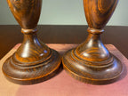 Pair of Mid-Century Wood & Steel Candlesticks