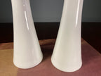 Pair of White Ceramic Tapered Candlesticks