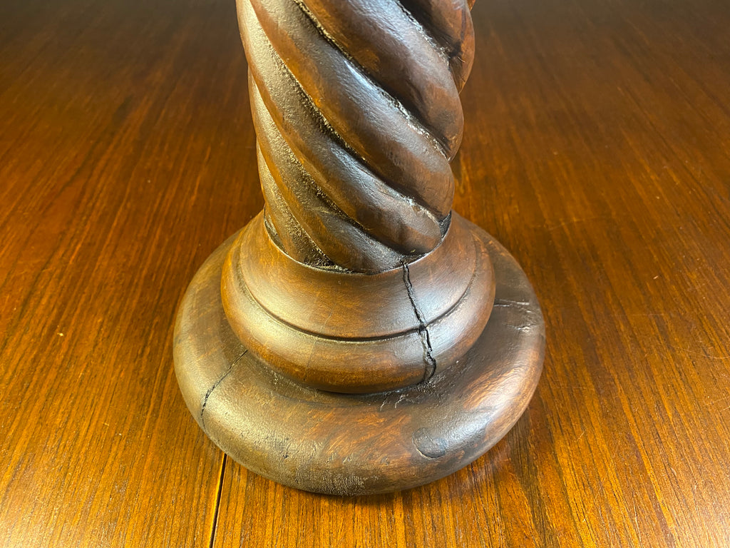 Carved Wooden Spiral Pillar Candle Holder — product photograph 4