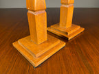 Pair of Tall Wooden Candlesticks with Square Bases