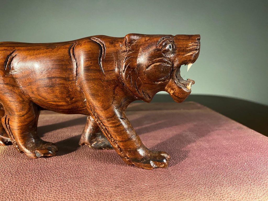 Vintage Carved Wooden Tiger