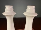 Pair of White Ceramic Tapered Candlesticks