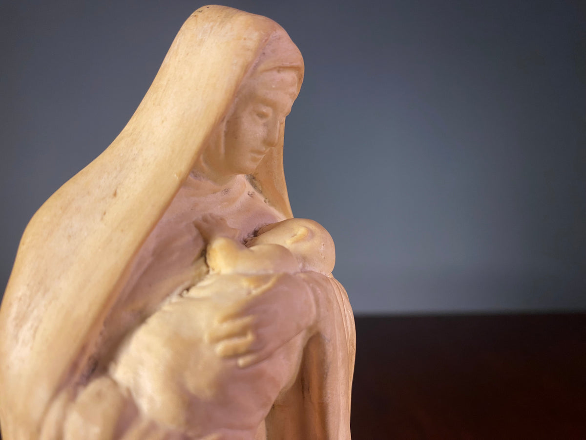 Madonna and Child Figure in Warm Cream Finish