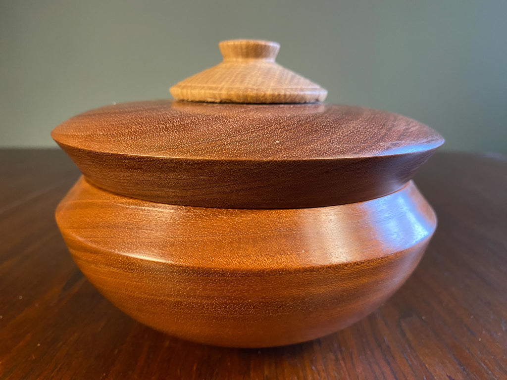 Mid-Century Turned Wood Lidded Dish