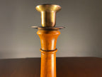 Tall Turned Wooden Candlestick with Square Base