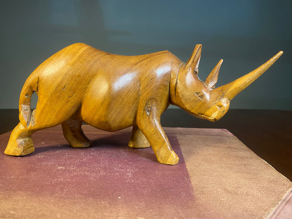 Carved Wooden Rhinoceros Figure — product photograph 2