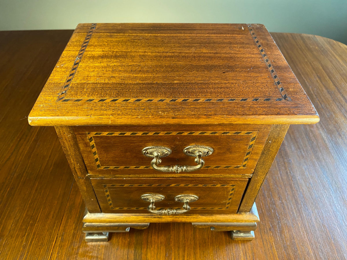 Vintage Inlaid Miniature Chest of Drawers