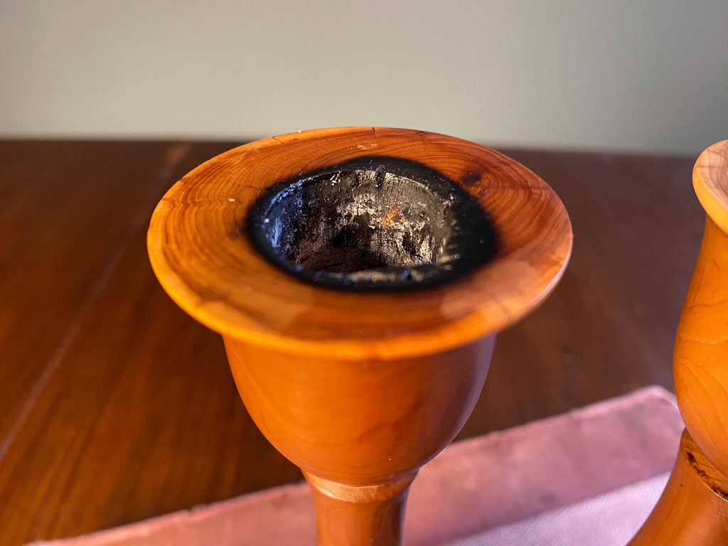 Pair of Mid-Century Wooden Candlesticks