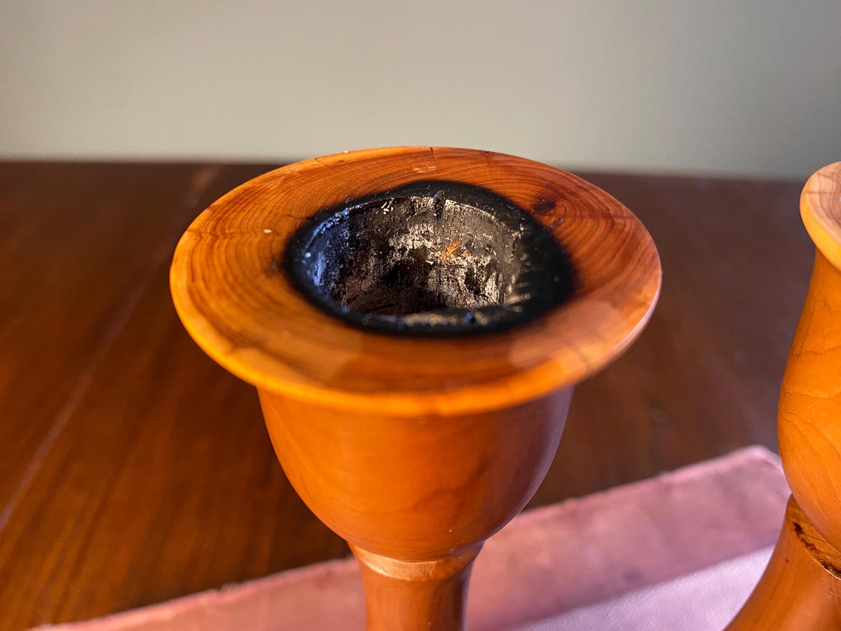 Pair of Mid-Century Wooden Candlesticks