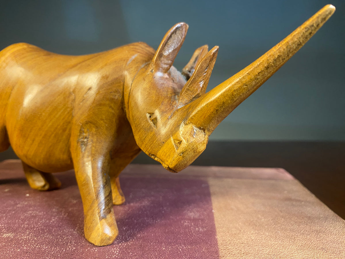 Carved Wooden Rhinoceros Figure — product photograph 3