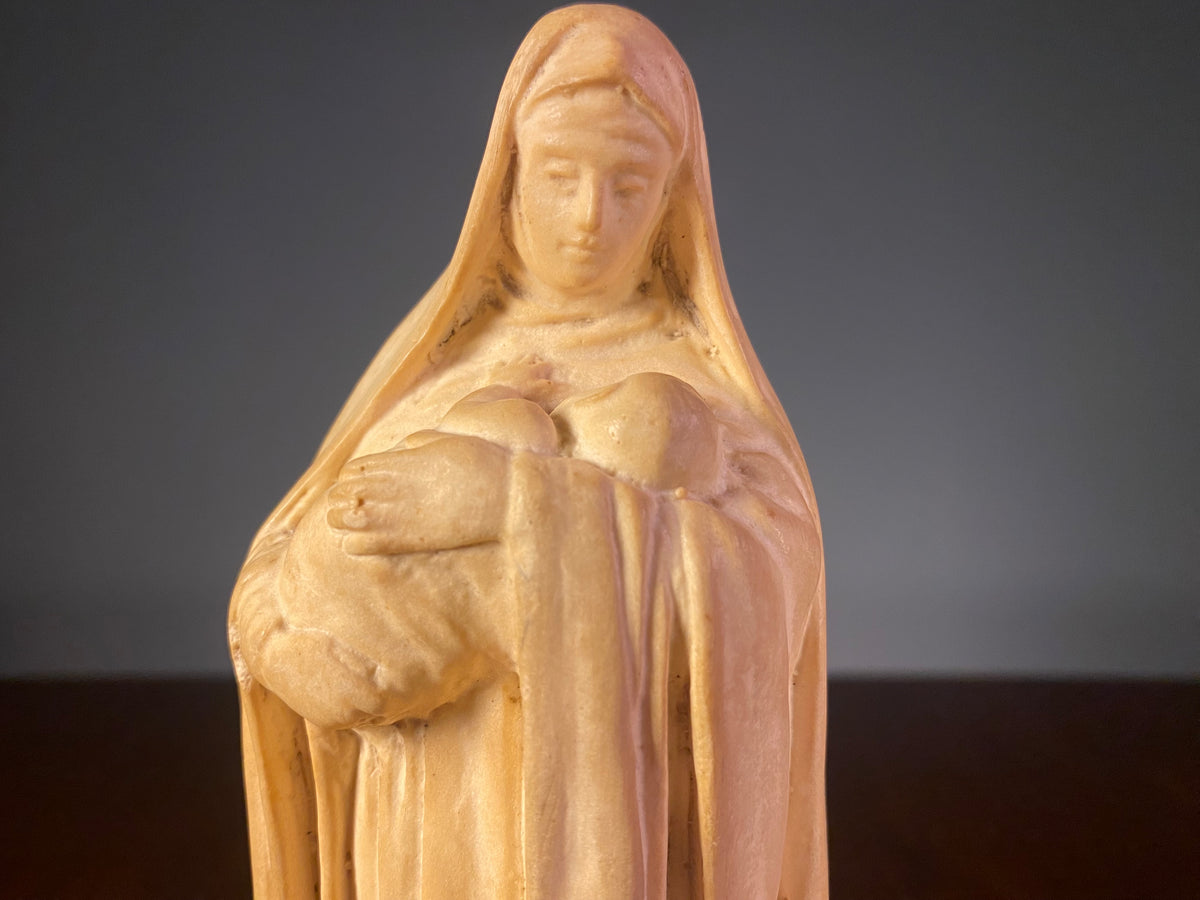 Madonna and Child Figure in Warm Cream Finish