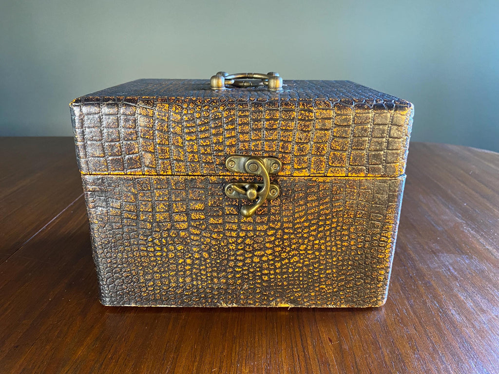 Mid-Century Faux Crocodile Vanity Box